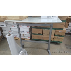 Glass Top White Surface Bar Table, Grey Metal Base, Ikea BILLSTA Glass Top White Surface Bar Table, Grey Metal Base, Ikea BILLSTA